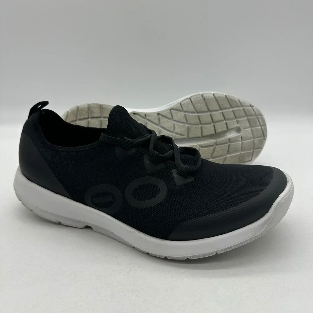 OOFOS 08012024-12 Mens 9 OOmg Sport LS Low Black/White Slip On Recovery Shoes